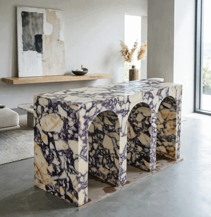 Bulgari PurpleCalacatta Viola Marble Console Table factory