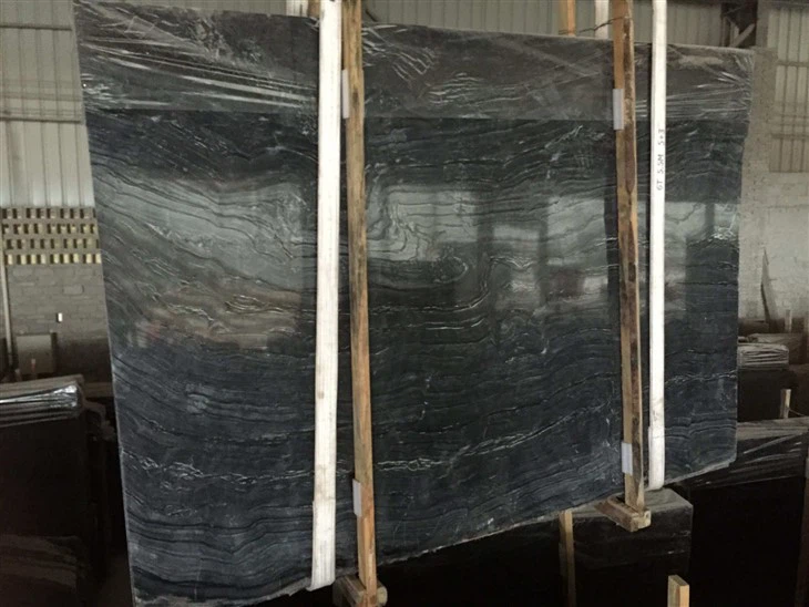 Black Ancient Wood Grain Marble Slab For Countertop And Flooring