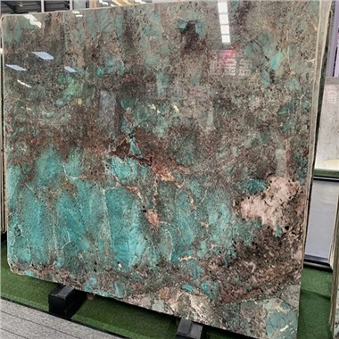 Amazonite grønn marmor polert store plater for fliser benkeplate